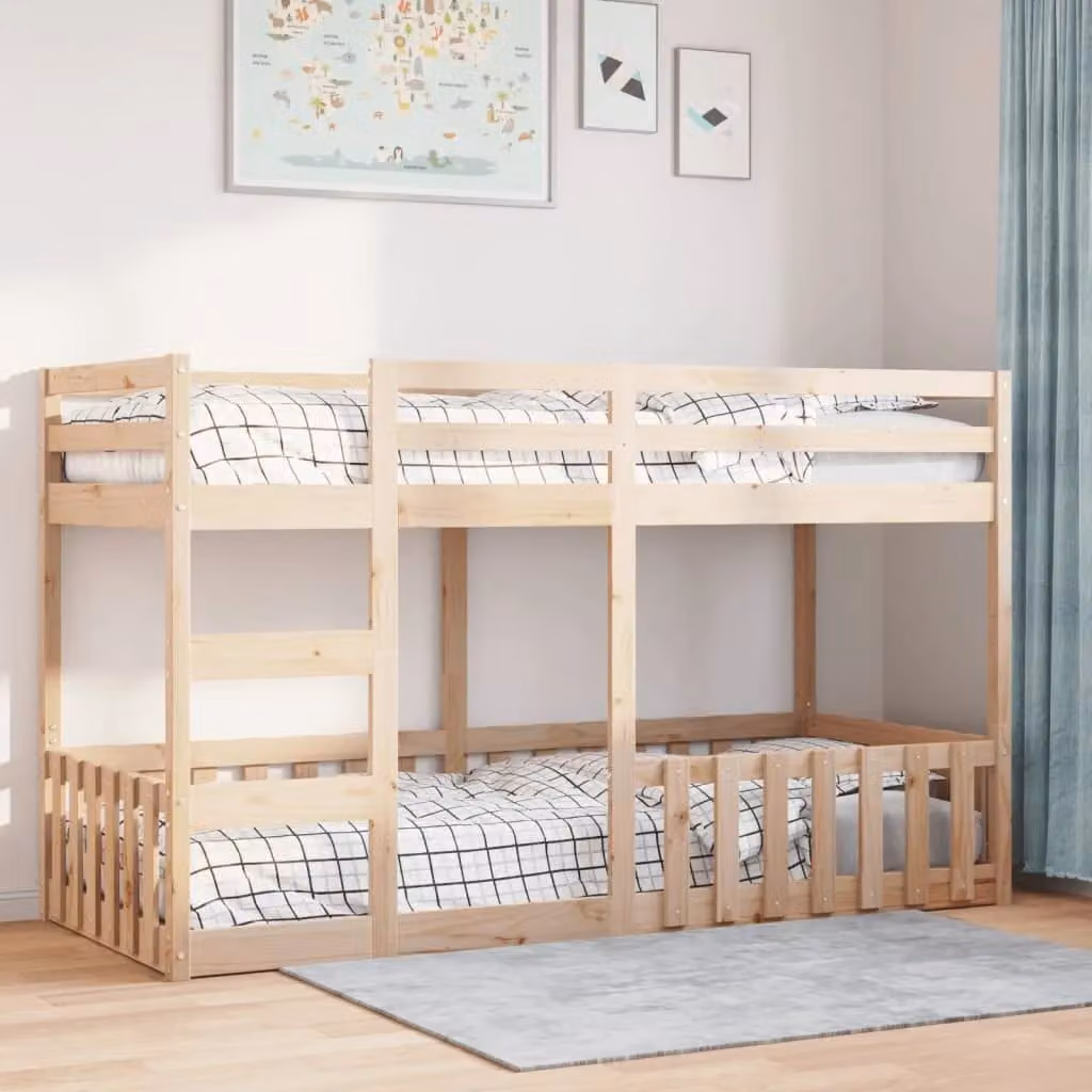 Berkfield Home Rustic Solid Wood Pine Bunk Bed, Brown, W/D/H: 90 x 200 cm
