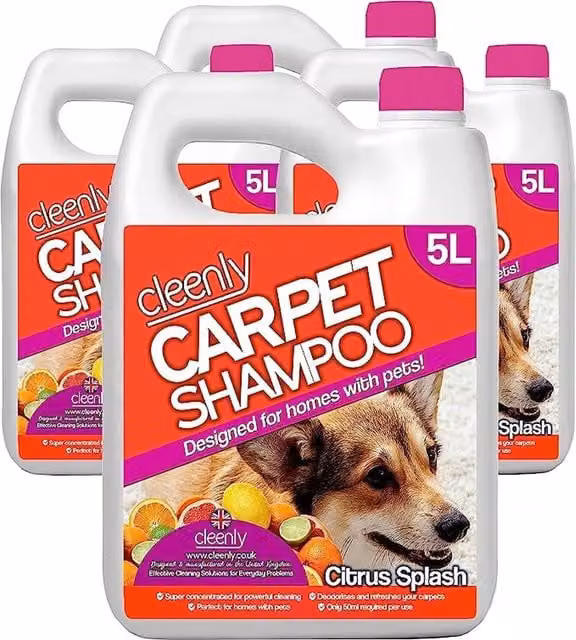 Cleenly Pet Carpet Shampoo Cleaner Solution Citrus Splash Fragrance, Orange, 20kg