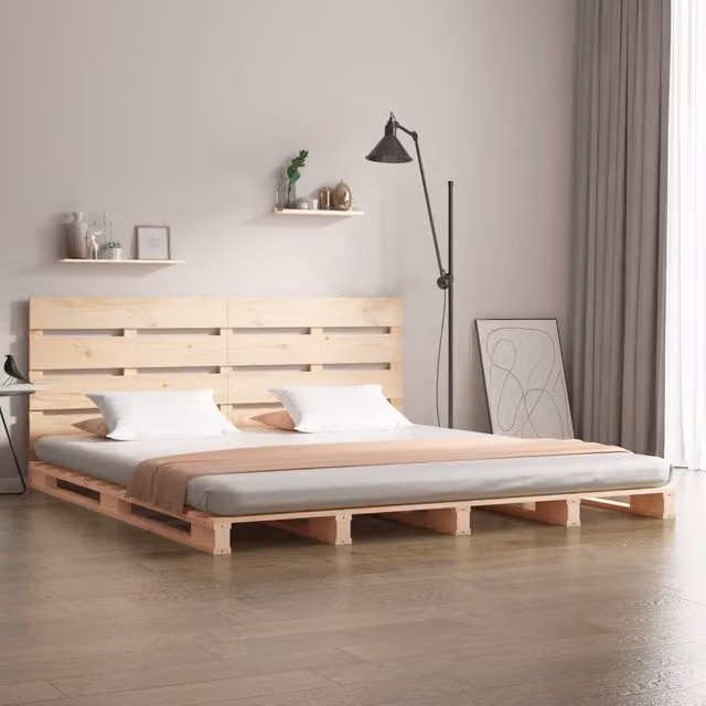Berkfield Home Super King Solid Wood Pine Bed Frame, Brown, W/D/H: 180 x 200 cm