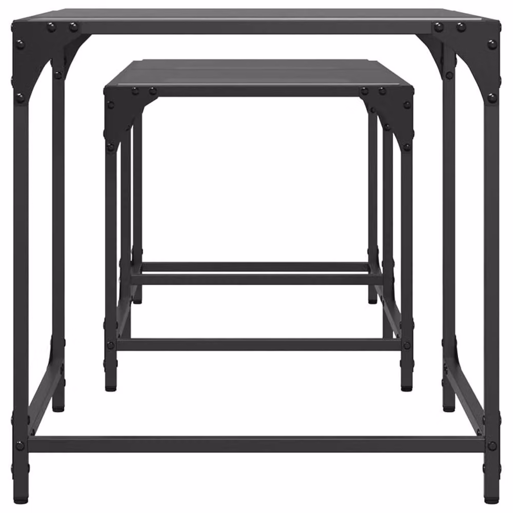 Berkfield Home Nesting Coffee Tables, Set of 2, Black Glass and Steel – 4