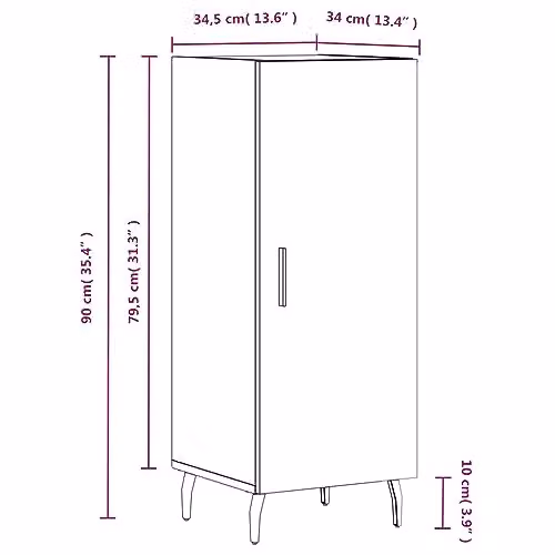 vidaXL Smoked Oak Sideboard in Brown, W/D/H: 34.5 x 34 x 90 cm – 3