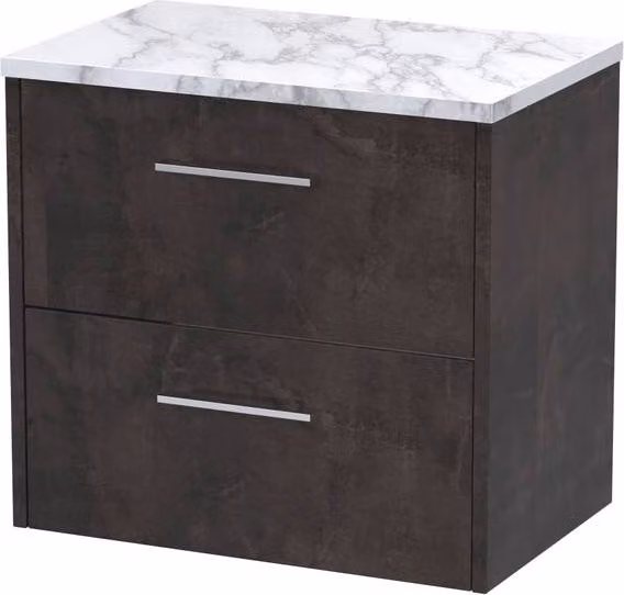 Balterley Winshill Contemporary 2 Drawer Wall Hung Vanity Unit, Grey, Width: 60 cm