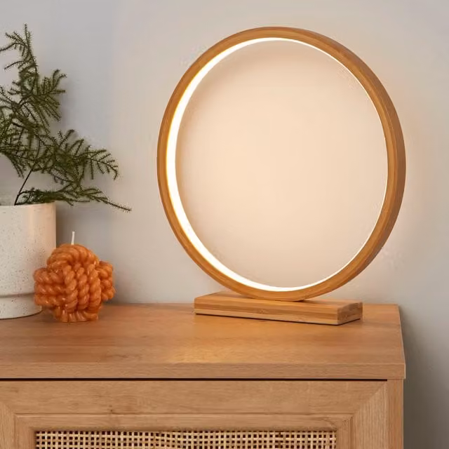 Lighting Collection Bamboo LED Table Lamp in Natural Beige