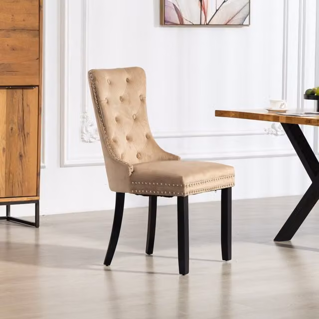 Artemis Home Velvet Fabric Dining Chairs, Set of 2, Brown