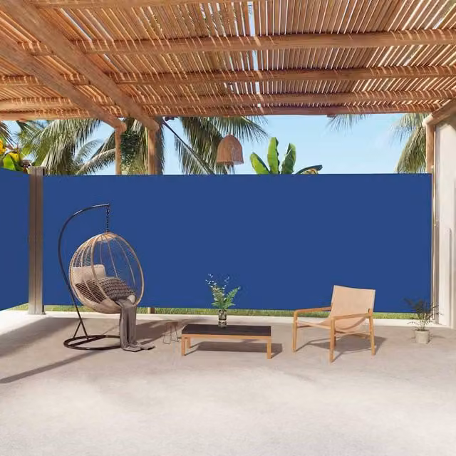 Berkfield Home Retractable Side Awning in Blue, W: 1000 cm, H: 220 cm