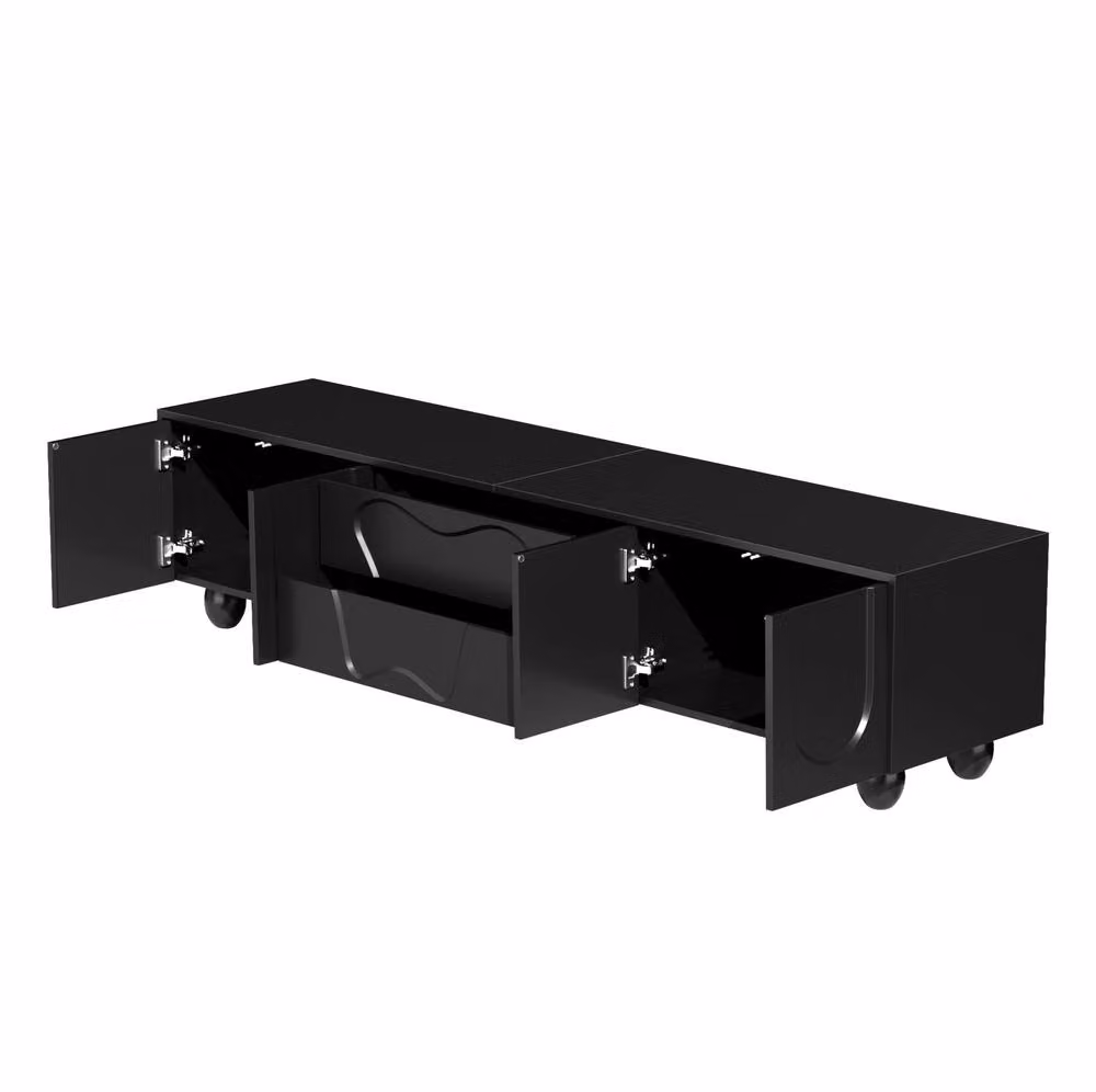 STILVORA Modern Black Wood TV Cabinet for your Living Room, W/D/H: 180 x 40 x 42 cm – 4
