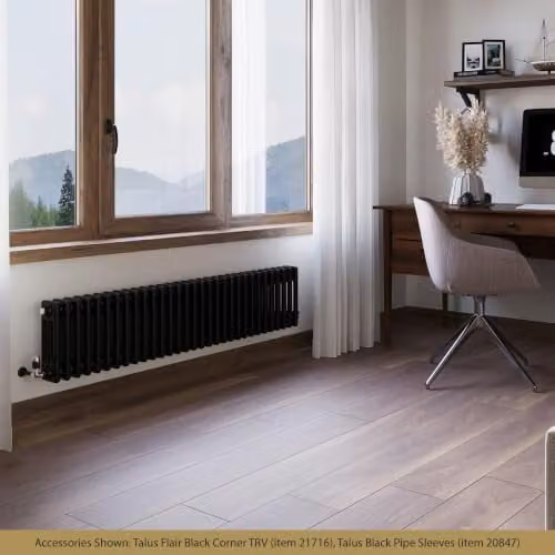 UK Radiators Alpha Black 3 Column Traditional Cast-Iron Style Steel Radiator with Feet, H: 30 cm, W: 135.5 cm – 3
