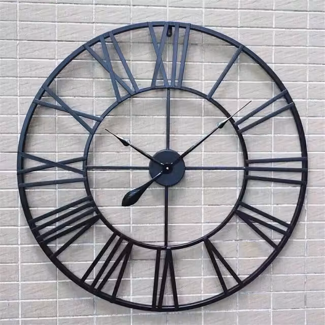 SPETLEK Black Metal Vintage Round Outdoor Garden Wall Clock with Roman Numerals, Diameter: 40 cm – 1