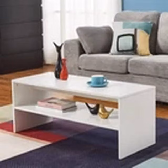 EONLION 2-Tier Modern White Coffee Table and Side Table – 1