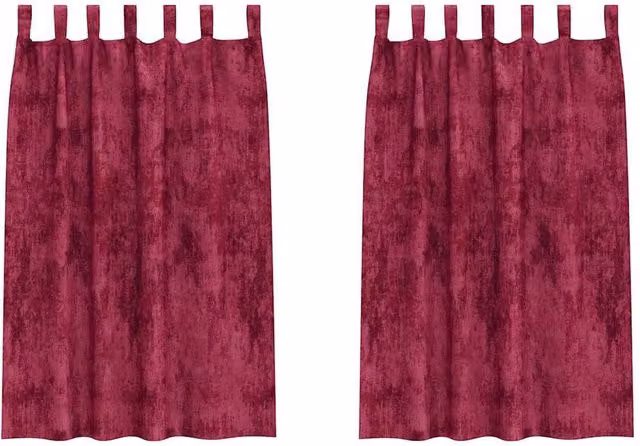 Berkfield Home Velvet Eyelet Curtains, 2 Pack, Red, H 175 cm x W 140 cm