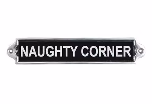 Minster Naughty Corner Wall Plaque in Black Metal, W/H: 25 x 6 cm – 1