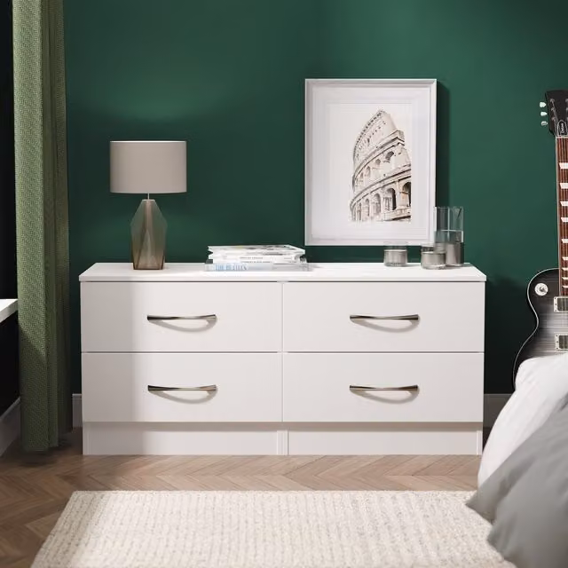 Ready Assembled 2 U Hampshire 4 Drawer Bed Box in White Matt