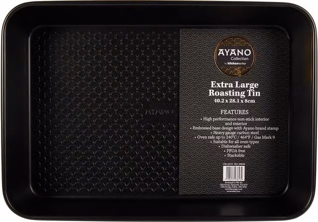 Ayano Extra Large Rectangular Non-Stick Roasting Tin, Black