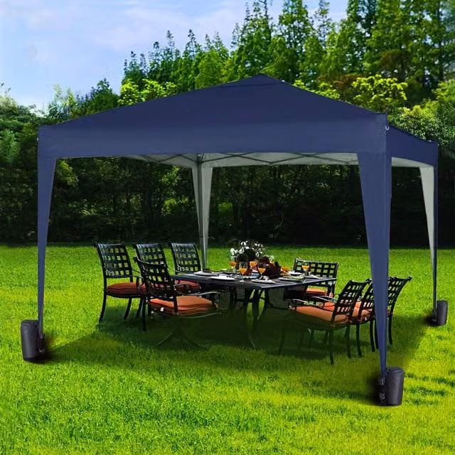 MCC Direct Blue and Silver Pop Up Garden Party Gazebo, W: 300 cm x D: 300 cm x H: 255.5 cm – 1