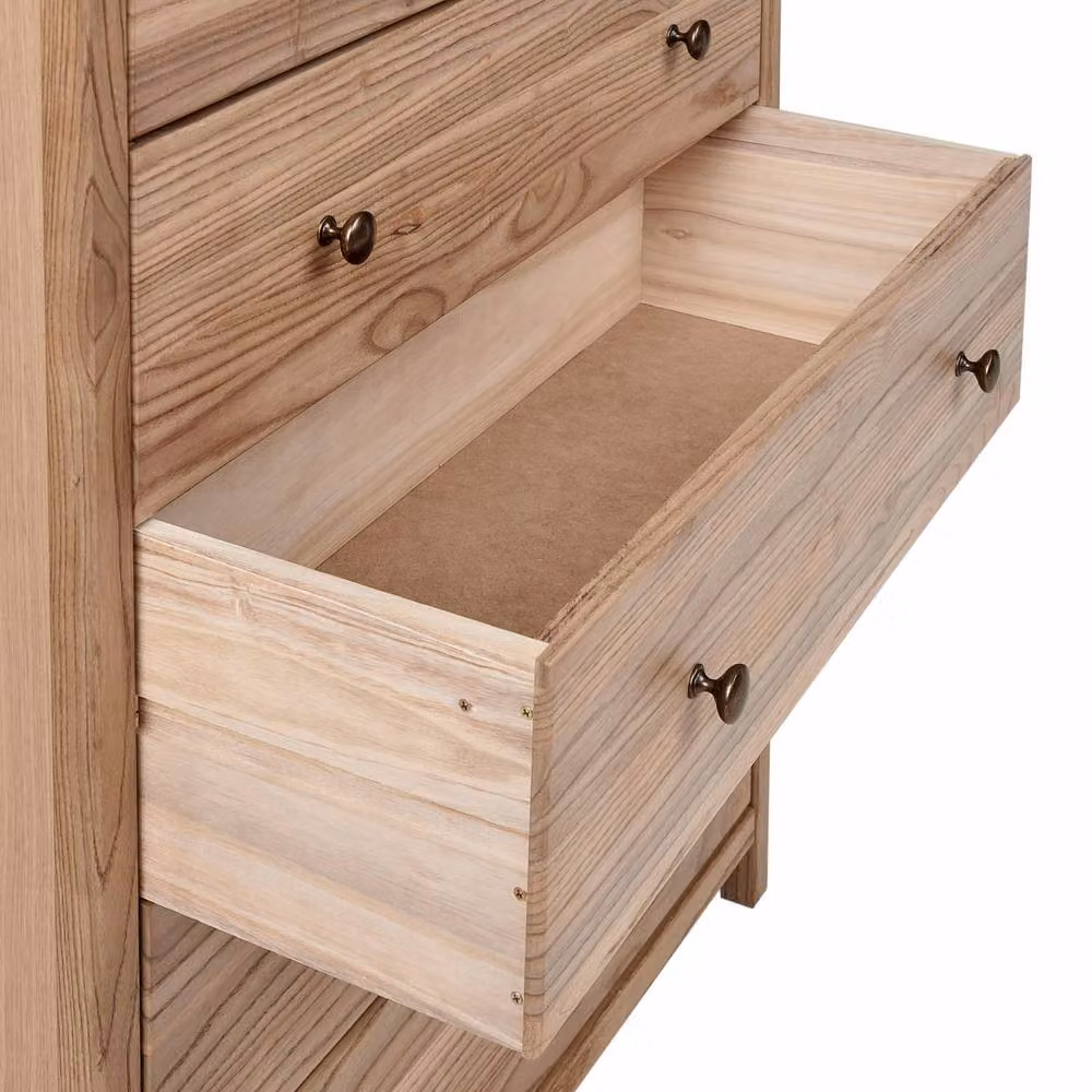 Wyld and Coco Sassafras 5 Drawer Sideboard in Brown Light Natural Wood Rustic Chest – 4