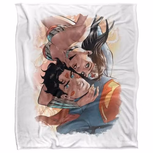 DC Comics Justice League Superman Love Birds Super Soft Silky Touch Fleece Throw Blanket, White, W/D/H: 152 x 127 cm – 1
