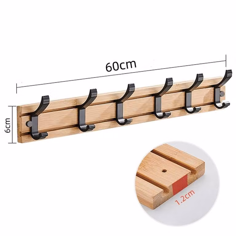 FORGEVIO Rotating Bamboo Over The Door Hanger Hooks in Brown