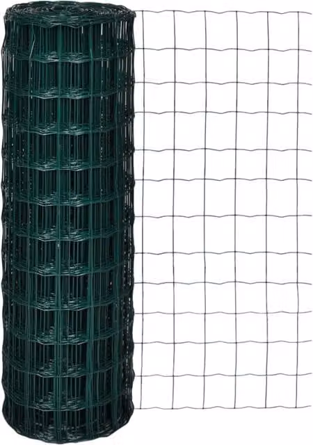 Berkfield Home Euro Fence Green PVC Coated Steel Fence, W: 25 m, H: 1.2 m