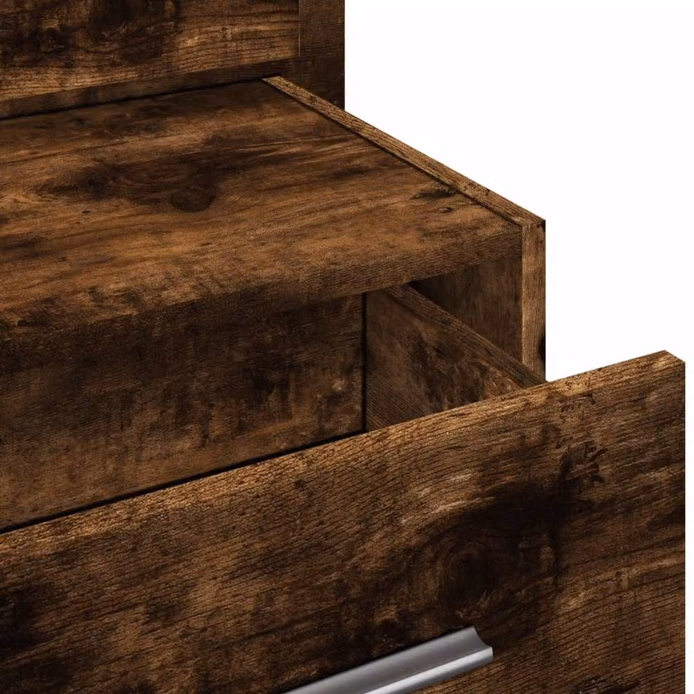 Berkfield Home Wall-mounted Bedside Cabinet with Integrated LED Lights in Smoked Oak Brown, W: 80 cm, H: 48.5 cm, D: 32.5 cm – 8