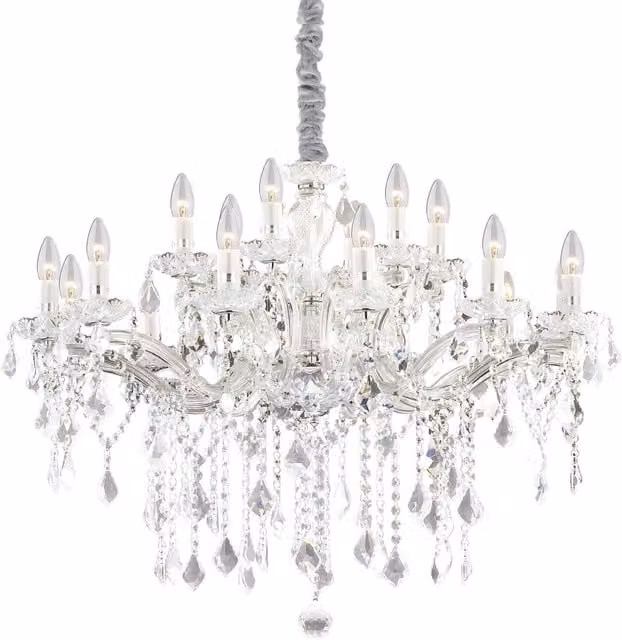 Ideal Lux Florian 18 Light Crystal Chandelier in Chrome and Grey with E14 Bulbs