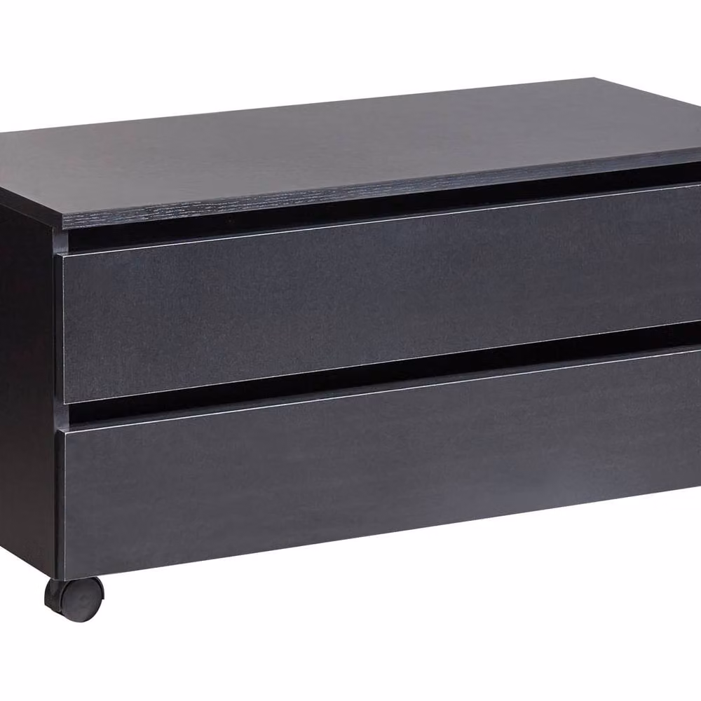 Wyld and Coco Black Modern Bathroom Cabinet with Wheels and Two Drawers, W/D/H: 38 x 30 x 80 cm – 2
