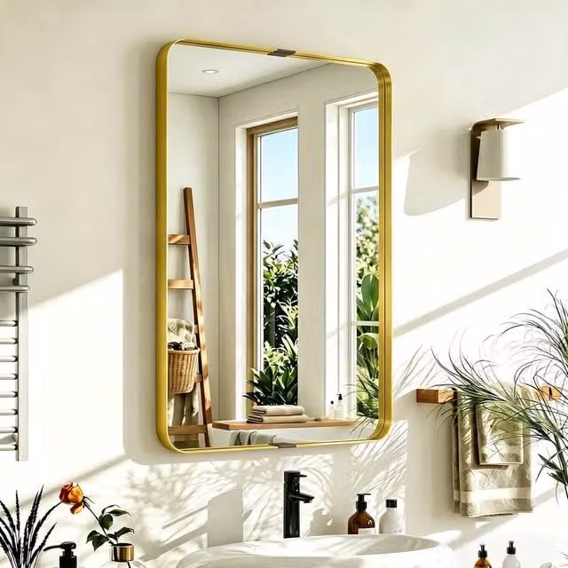 HOMCOM Modern Rectangular Wall Mirror in Gold or Black, W: 60 cm, H: 90 cm