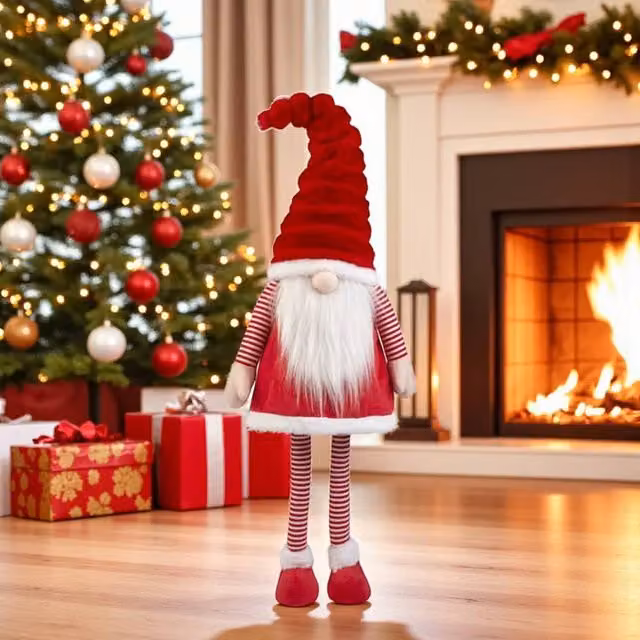 Garden Greatness Red and White Striped Christmas Wobbly Gonk Decoration, Height: 120 cm