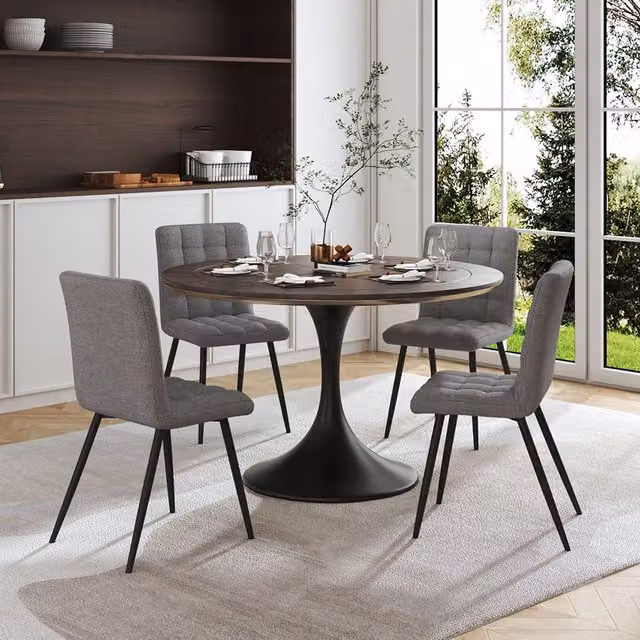 Komore Set of 4 Modern Grey Fabric Dining Chairs