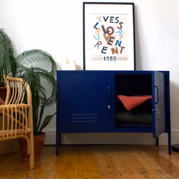 Mustard Made The Lowdown Freestanding Metal Storage Locker in Navy Blue, H 72 cm x W 40 cm x D 40 cm – 3