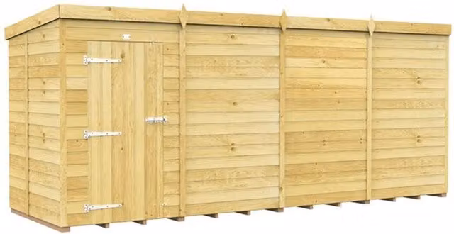 Buttercup Farm Brown Wooden Pent Shed with Single Door, L147 x W474 x H201 cm