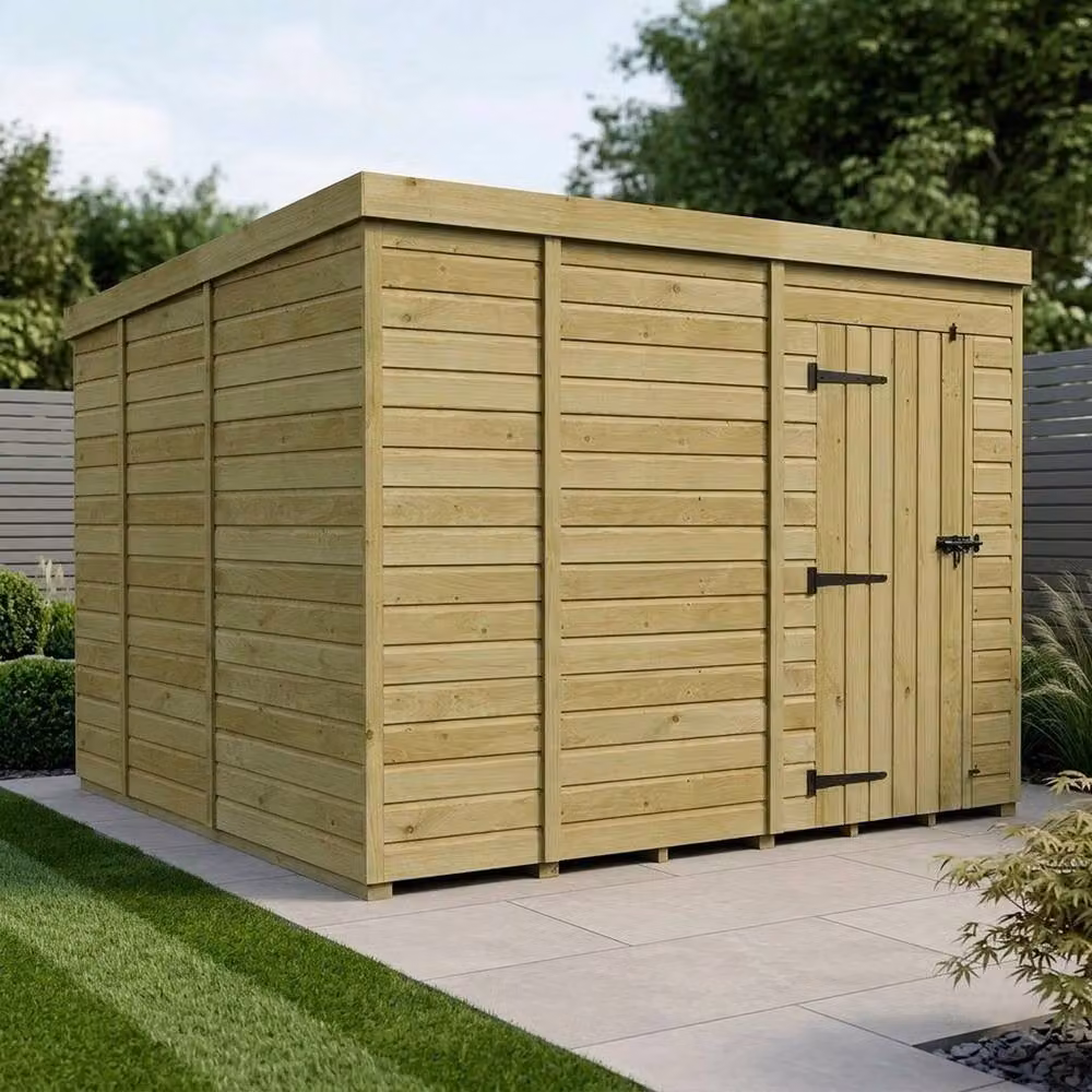 Buttercup Farm Pent Garden Shed in Brown Timber with Single Door – 2