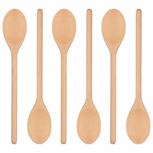 Argon Tableware Brown Wooden Cooking Spoons, Pack of 6, Length: 30 cm