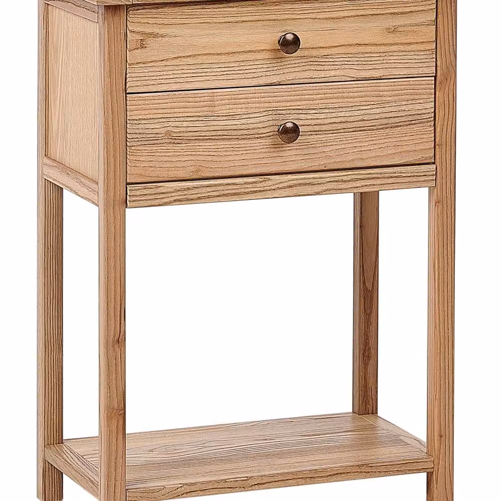 Wyld and Coco Sassafras Rustic Wood Console Table in Brown with 2 Drawers – 2