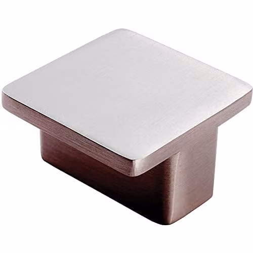 Loops Square T-Shape Cupboard Door Knob in Brushed Silver, 38 mm