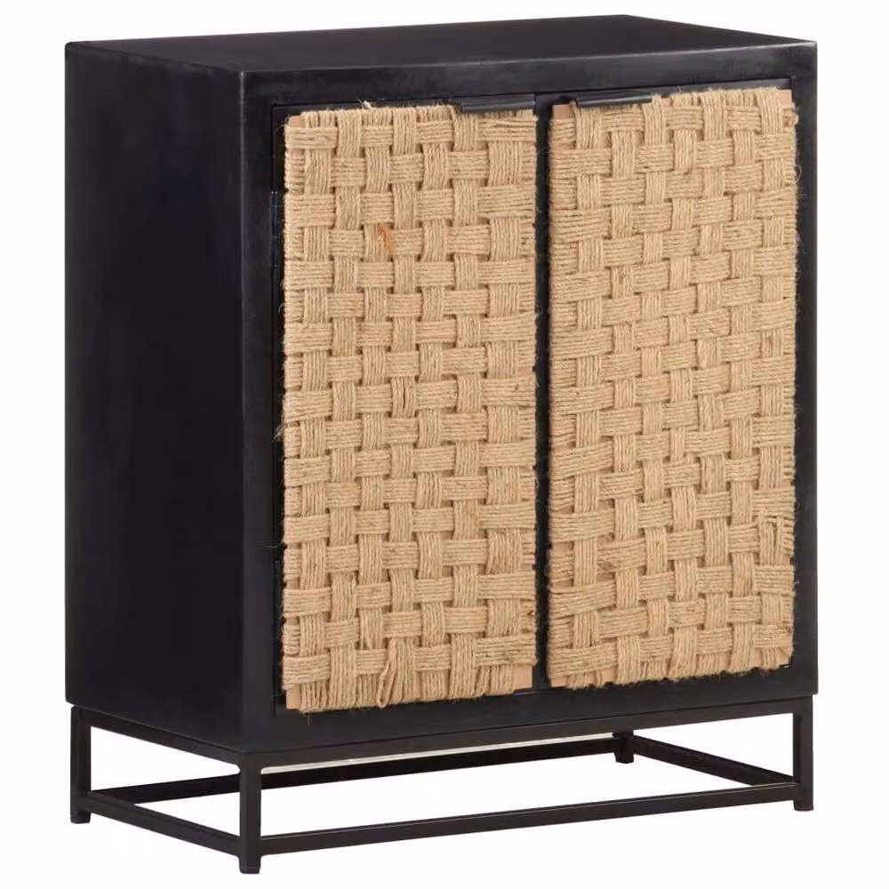 Berkfield Home Industrial Sideboard in Black Solid Mango Wood W/D/H: 60 x 35 x 70 cm – 2