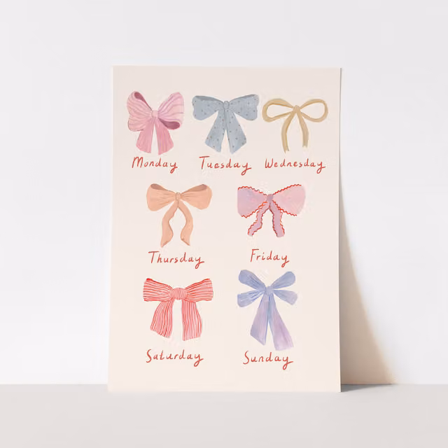 Kid of the Village Bows Of The Week Multicolour Fine Art Paper Print, W: 29.7 cm, H: 42 cm