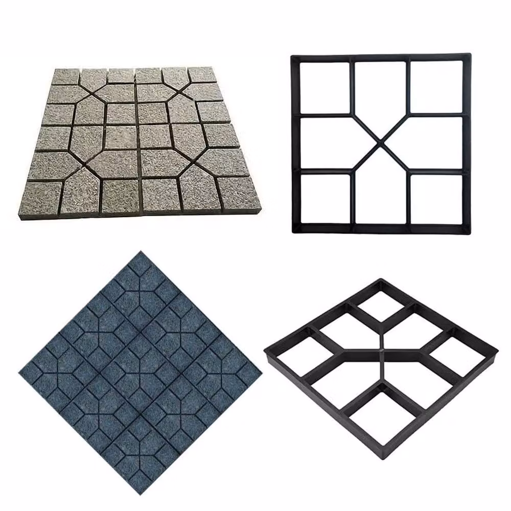 FLAVORA 2-Piece DIY Concrete Path Paving Stone Mold, Black, W: 100 cm x D: 1000 cm – 5