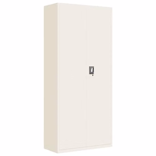 vidaXL White Steel File Cabinet with Adjustable Shelves and Lock, W/D/H: 90 x 40 x 200 cm