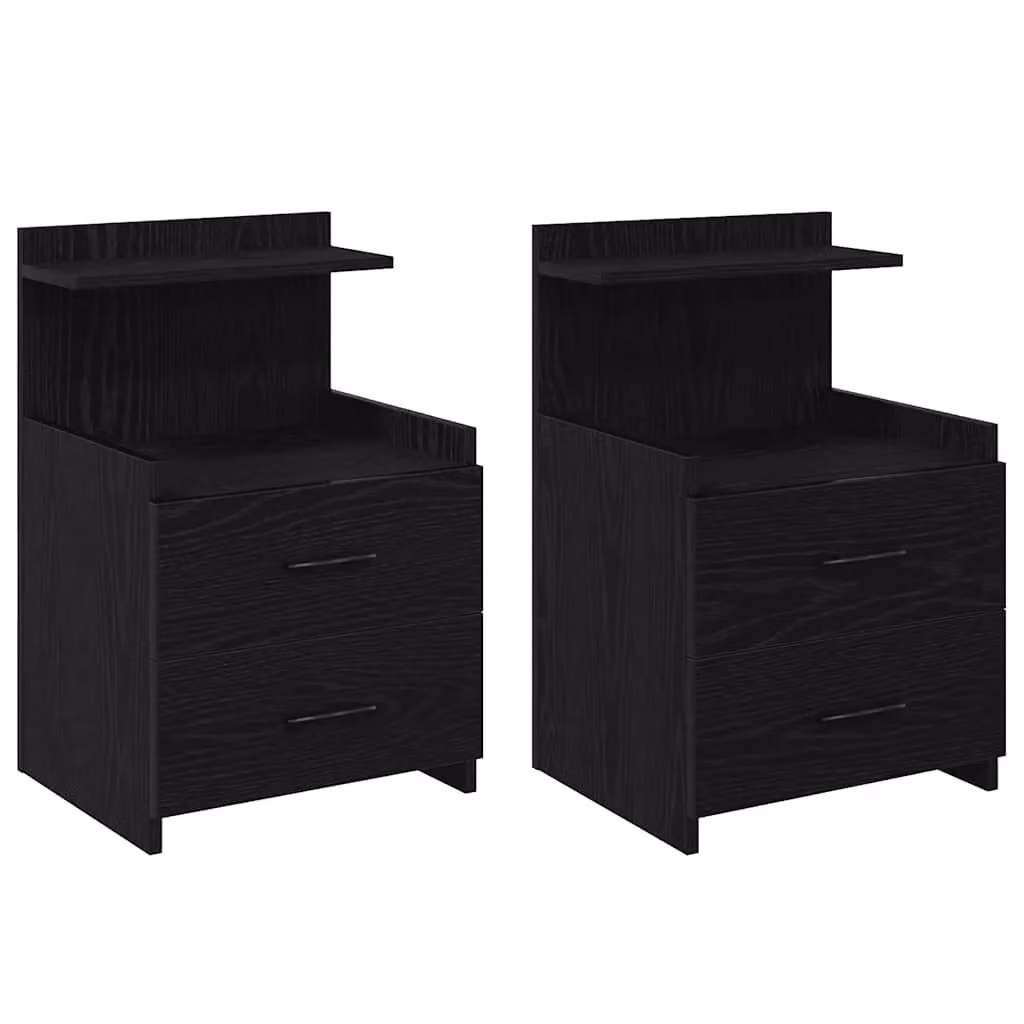 Berkfield Home Set of 2 Black Bedside Cabinets with 2 Drawers, W/D/H: 40 x 36.5 x 62 cm – 2