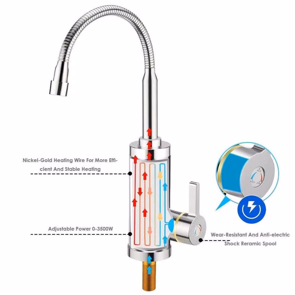 Kelvenix Electronic Electric Heating Tap with Boiling Water Function and Pull Out Spray Spout in Silver – 3