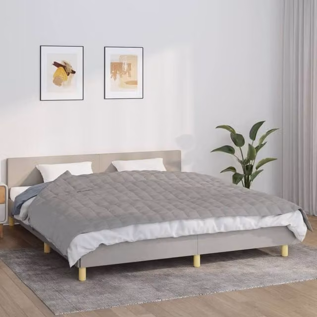 Berkfield Home Grey Weighted Blanket with Glass Beads, W/D/H: 155 x 220 cm, 7 kg – 1