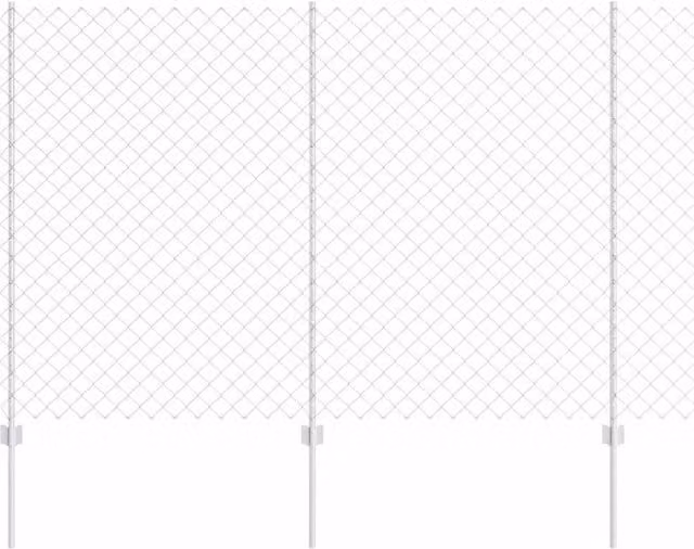 Berkfield Home Silver Galvanised Steel Chain Link Fence with 20 U-Profile Posts, 1.6 x 10 m – 1