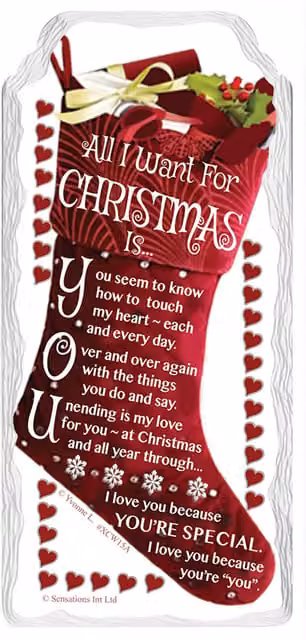 Sensations All I Want for Christmas Stocking Design Hanging Plaque, Multicolour