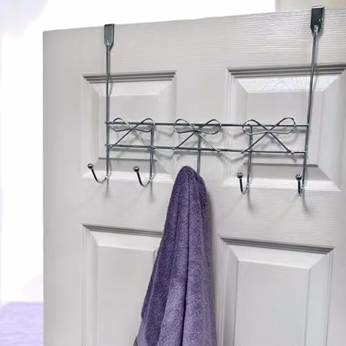 Showerdrape Silver Metal Over Door Hanging Storage Hooks – 2