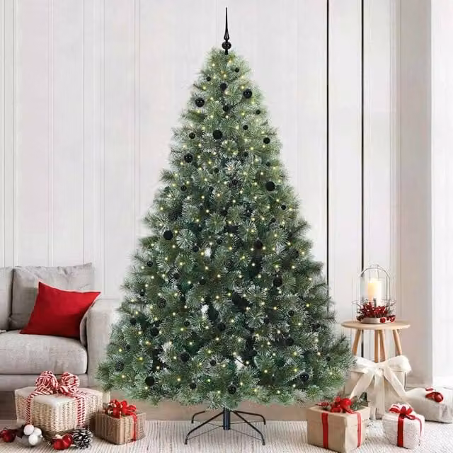 Berkfield Home Artificial Green Christmas Tree with 300 Warm White LEDs, Height: 240 cm – 1