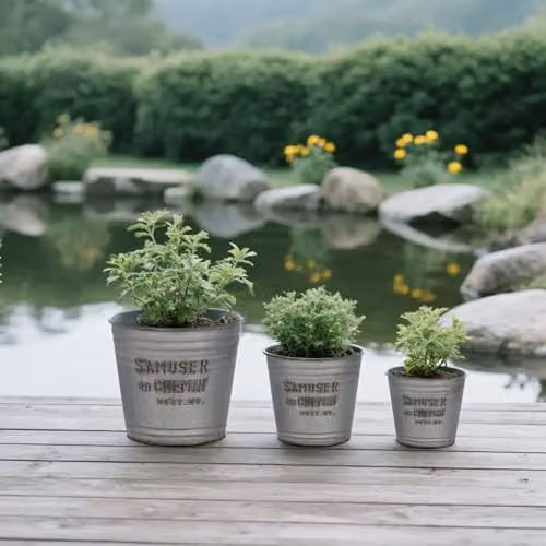 Simpa S'Amuser en Chemin Vintage Style Grey Plastic Planters, Set of 2 – 5