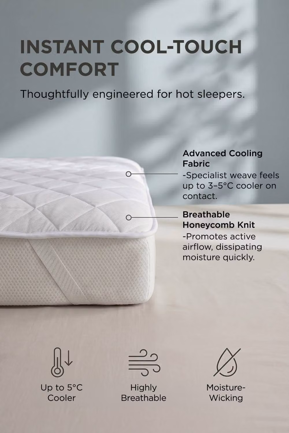Homescapes Cooling Mattress Topper, White, W/D/H: 90 x 200 x 1 cm – 2