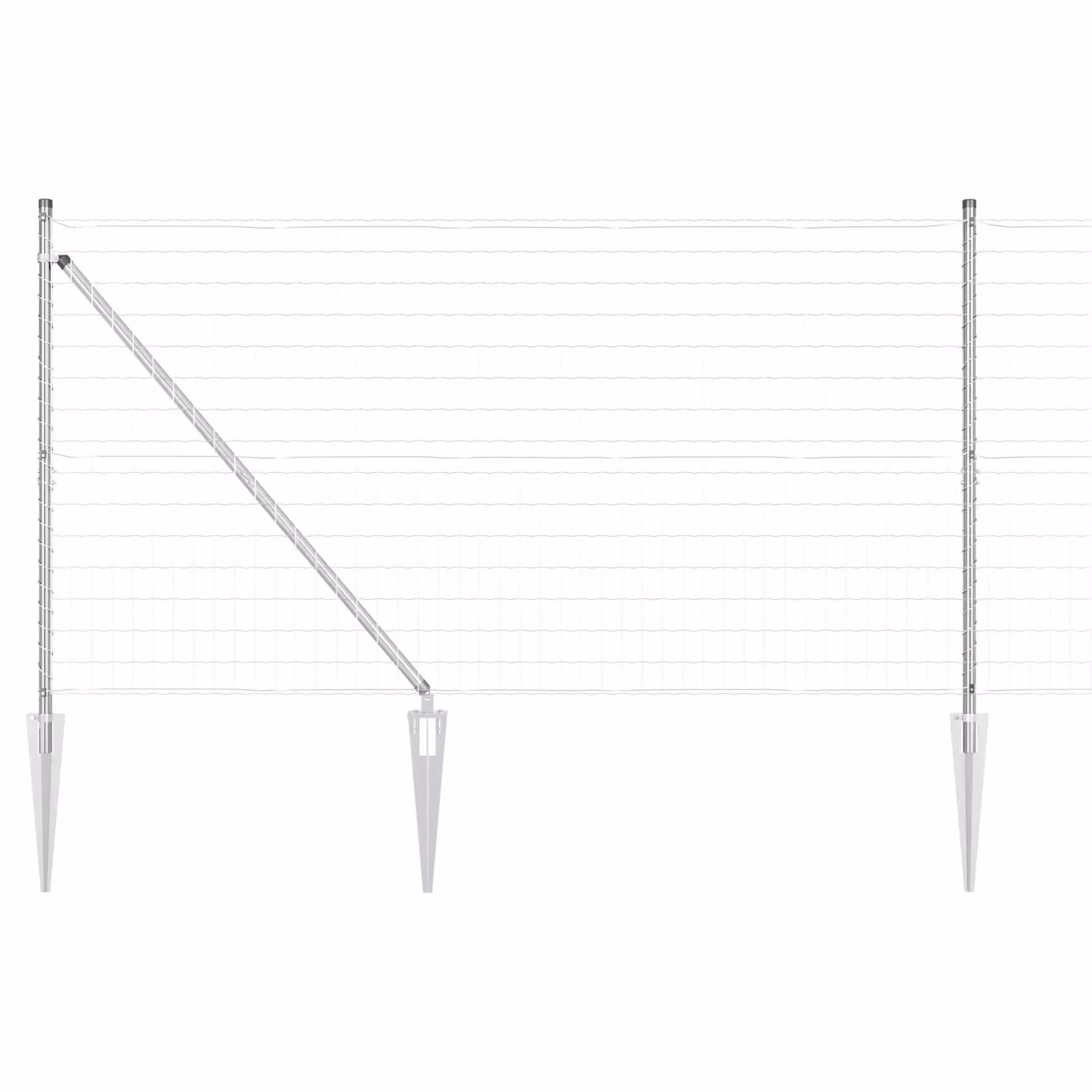 Berkfield Home Euro Fence with 7 Spike Posts, Galvanised Steel, Silver, W: 10 m, H: 1.4 m – 2