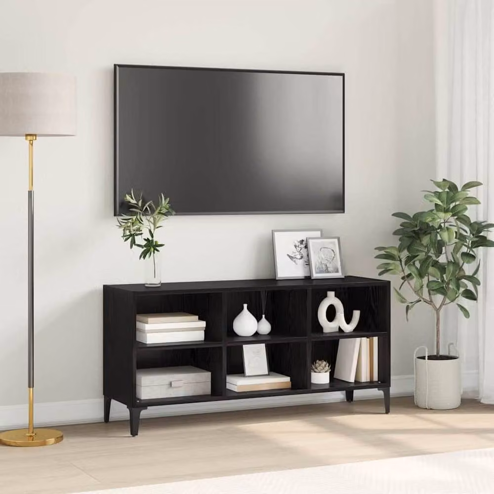 Berkfield Home Black Oak TV Stand in Black Oak Matt Finish – 2