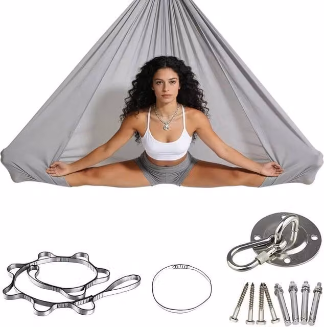 FLAVORA grey Portable Aerial Yoga Hammock – 1
